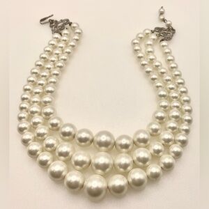 3 for $30 Vintage MultiStrand Graduating White Faux Pearl Necklace Choker